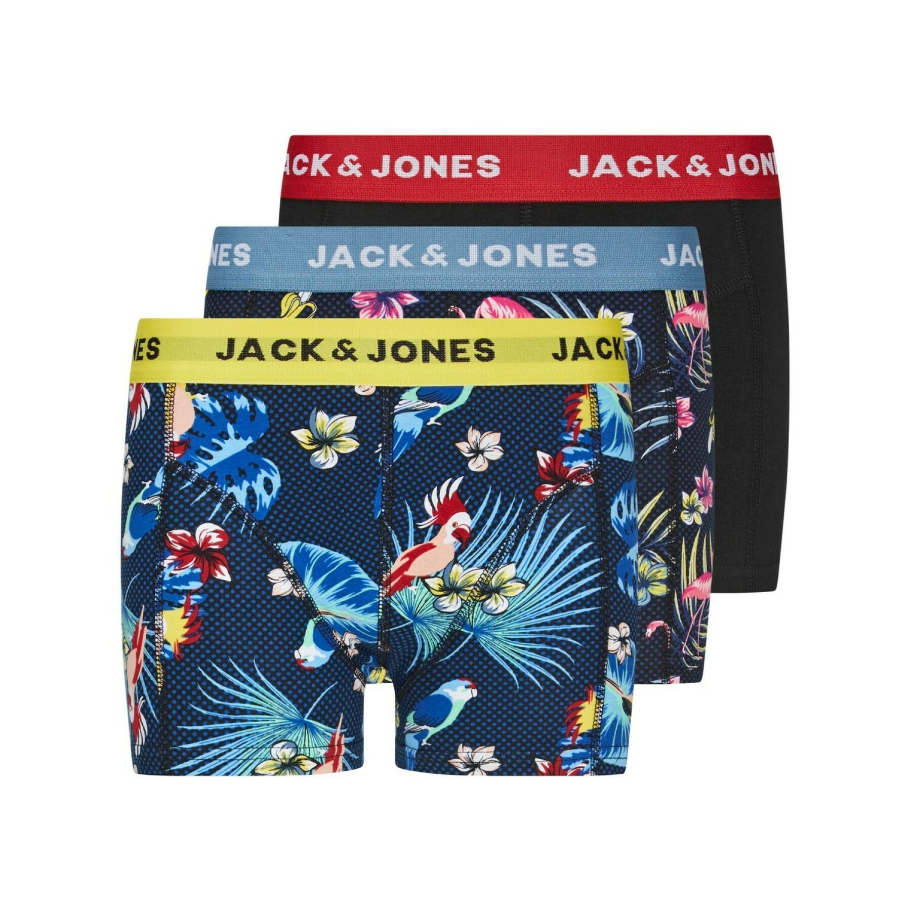 Set van 3 boxers voor kinderen Jack & Jones Flower Bird