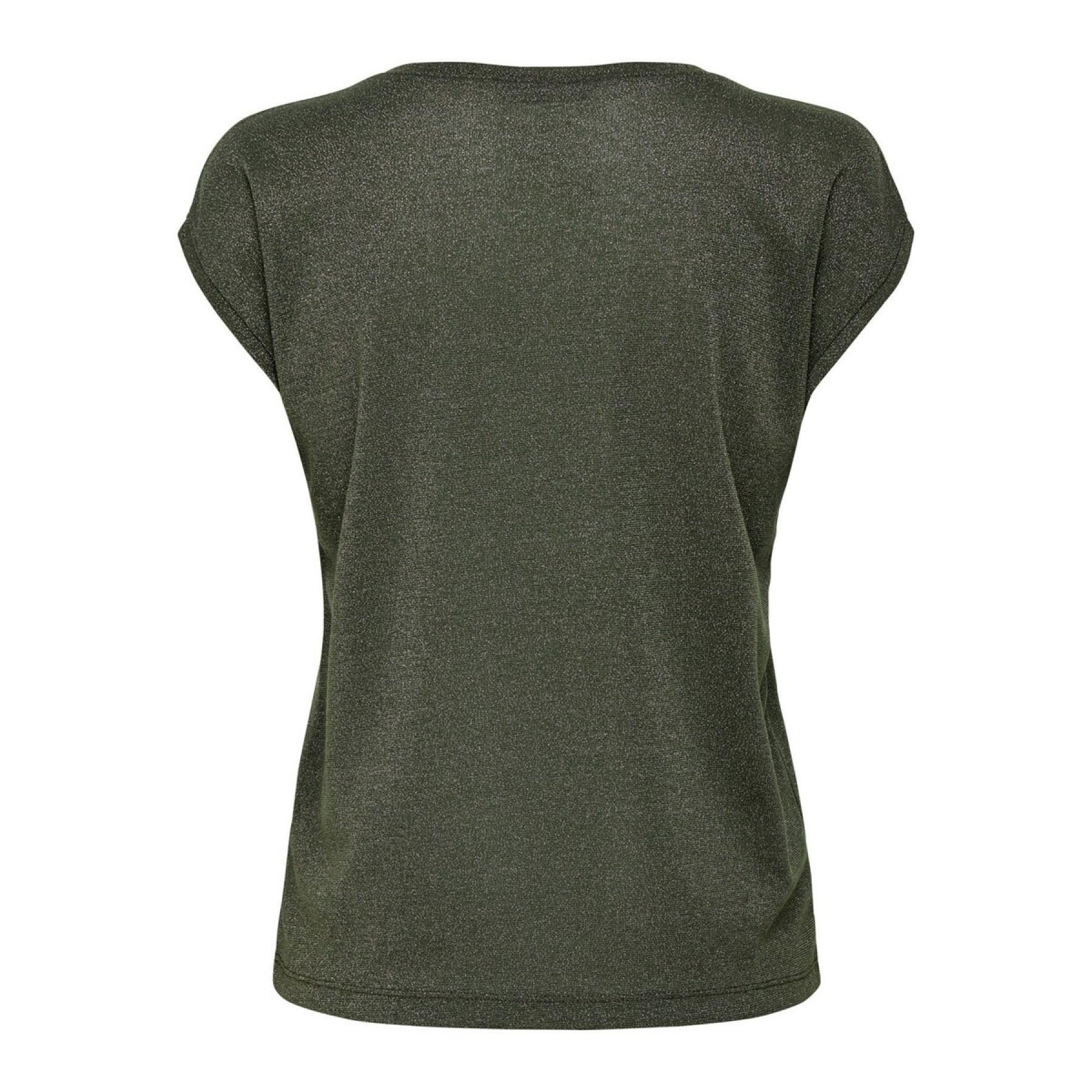 Dames-T-shirt Only Silvery manches courtes col V lurex