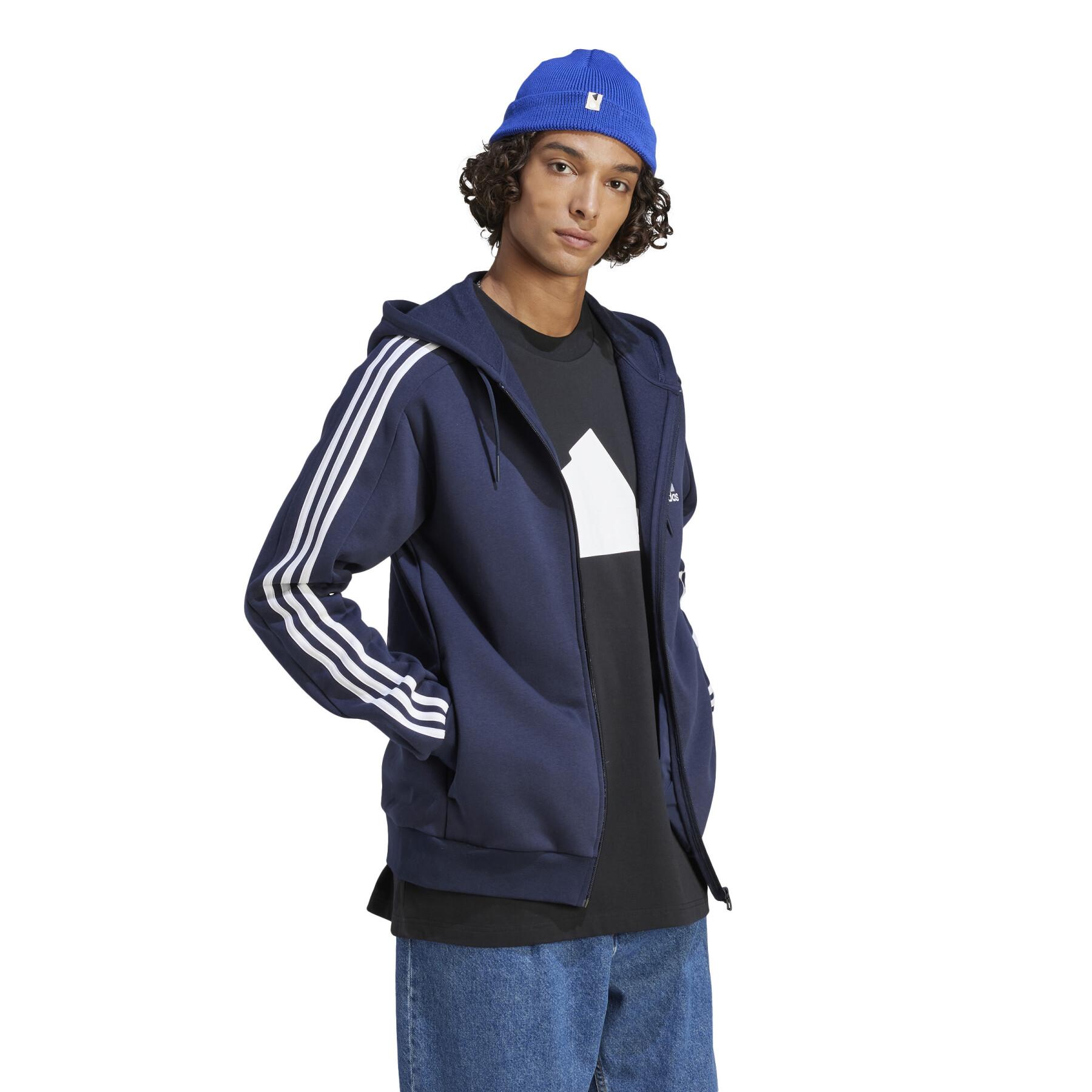Fleece hoodie met volledige rits adidas Essentials 3-Stripes
