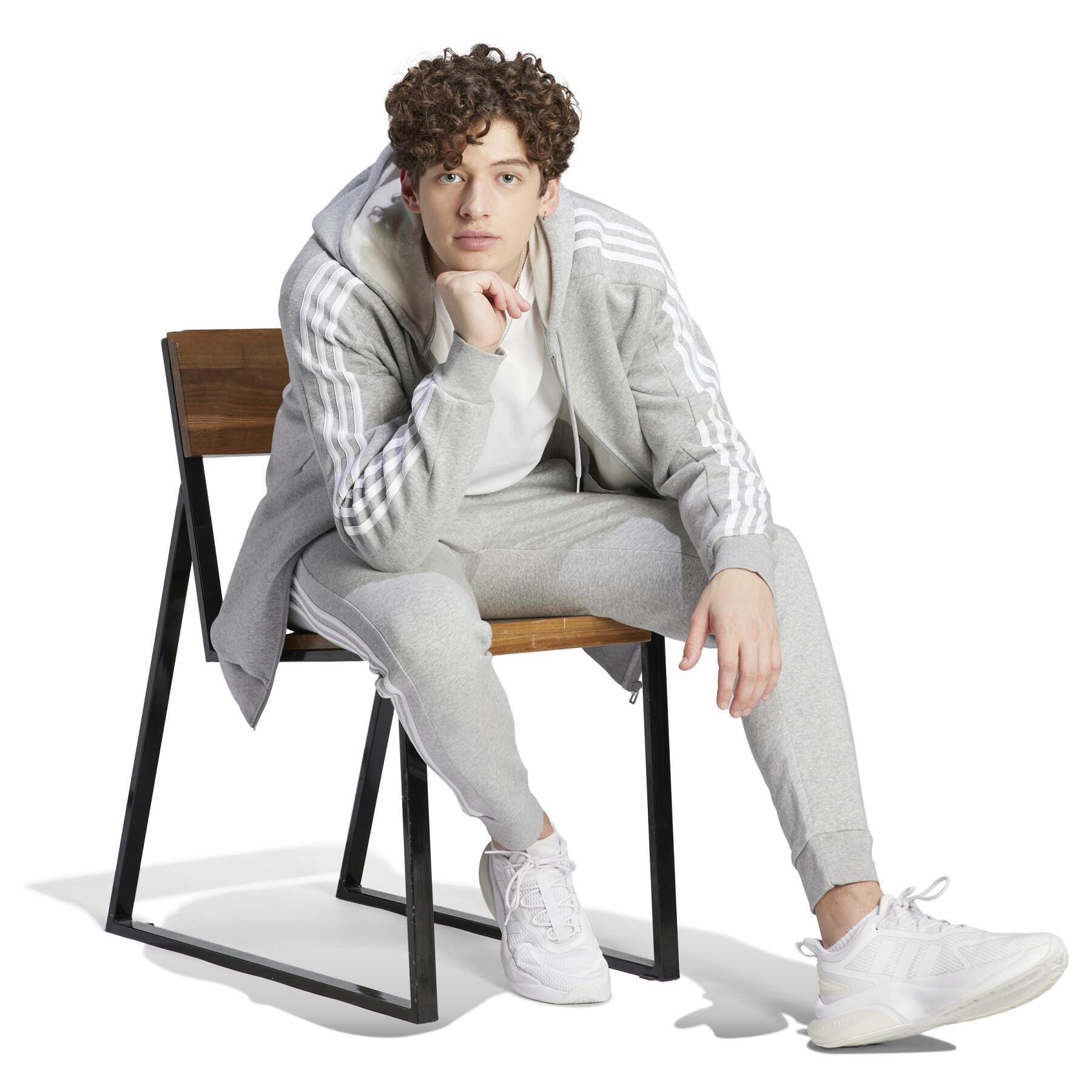 Fleece hoodie met volledige rits adidas Essentials 3-Stripes
