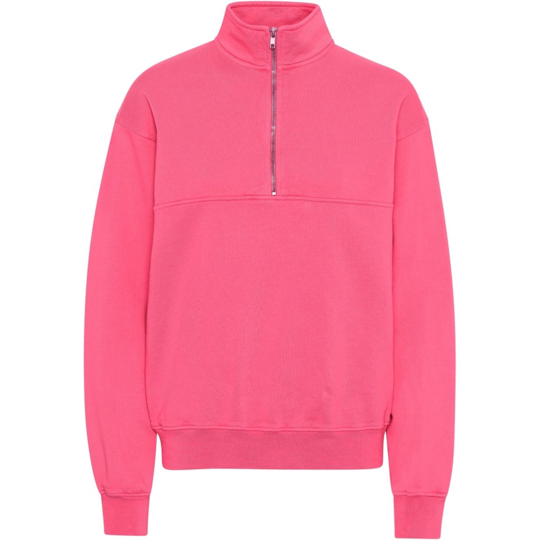 Sweatshirt 1/4 rits Colorful Standard Organic bubblegum pink