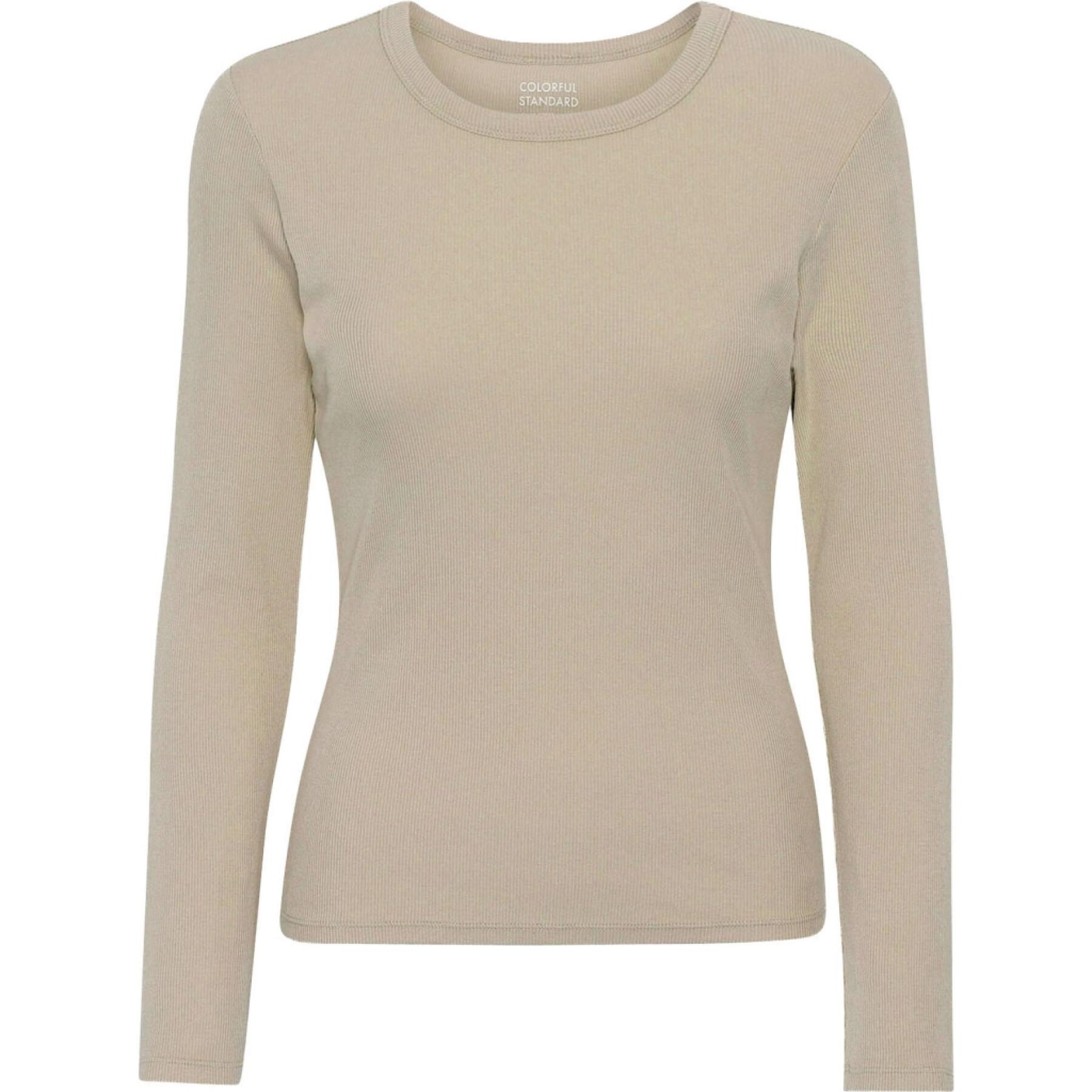 Geribd dames-T-shirt met lange mouwen Colorful Standard Organic oyster grey