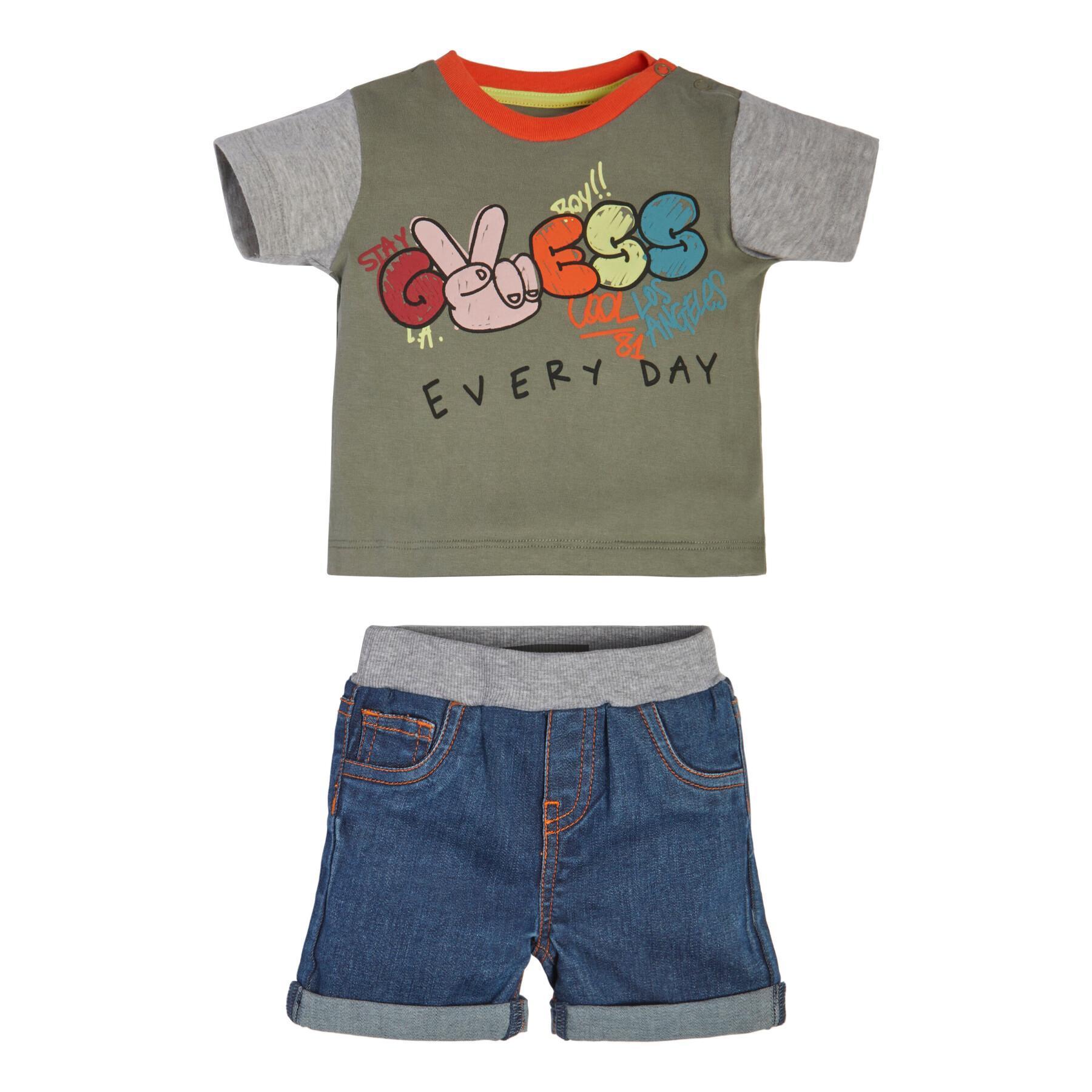 Baby jongen t-shirt + jeans shorts set Guess