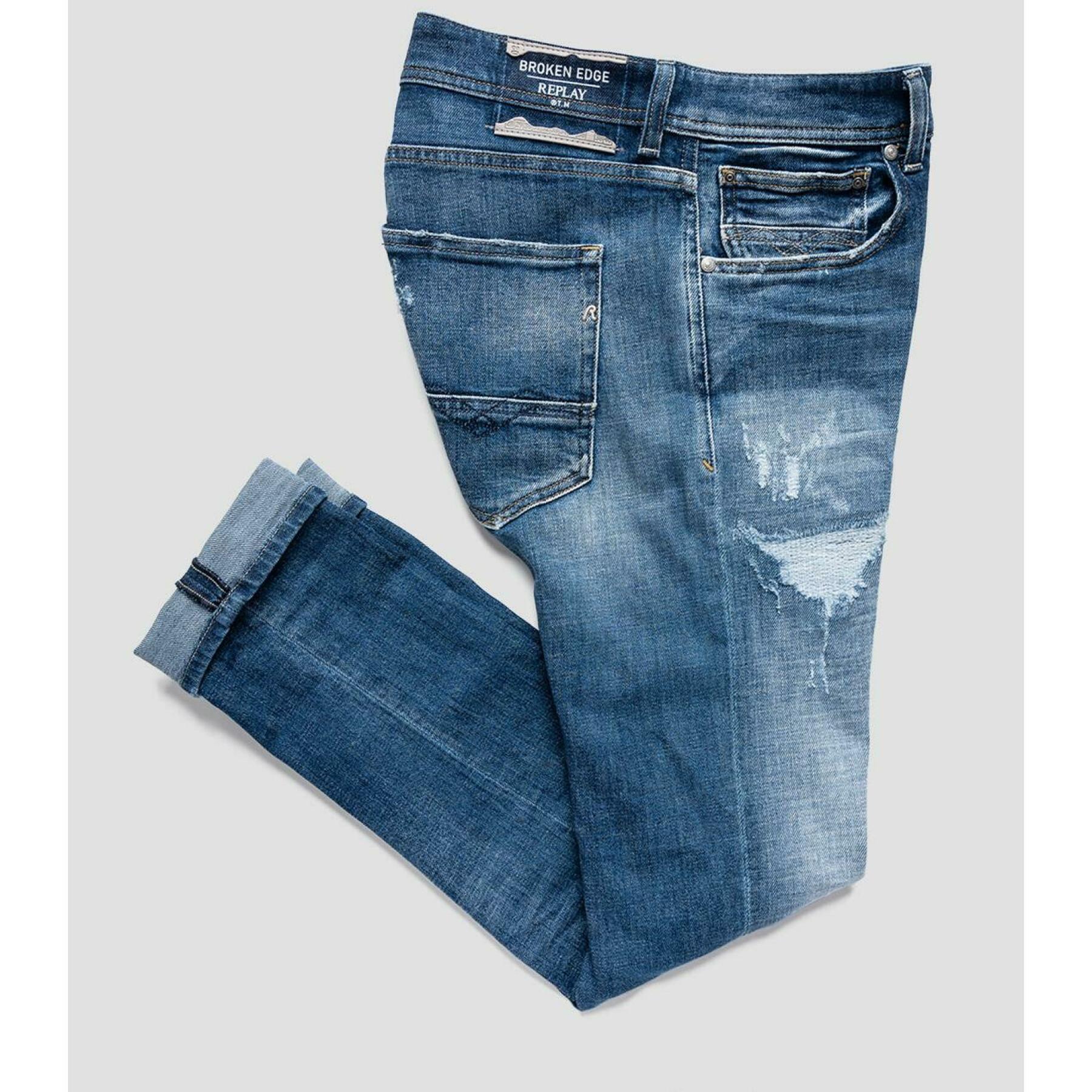 Low rise skinny jeans Replay johnfrus broken edge