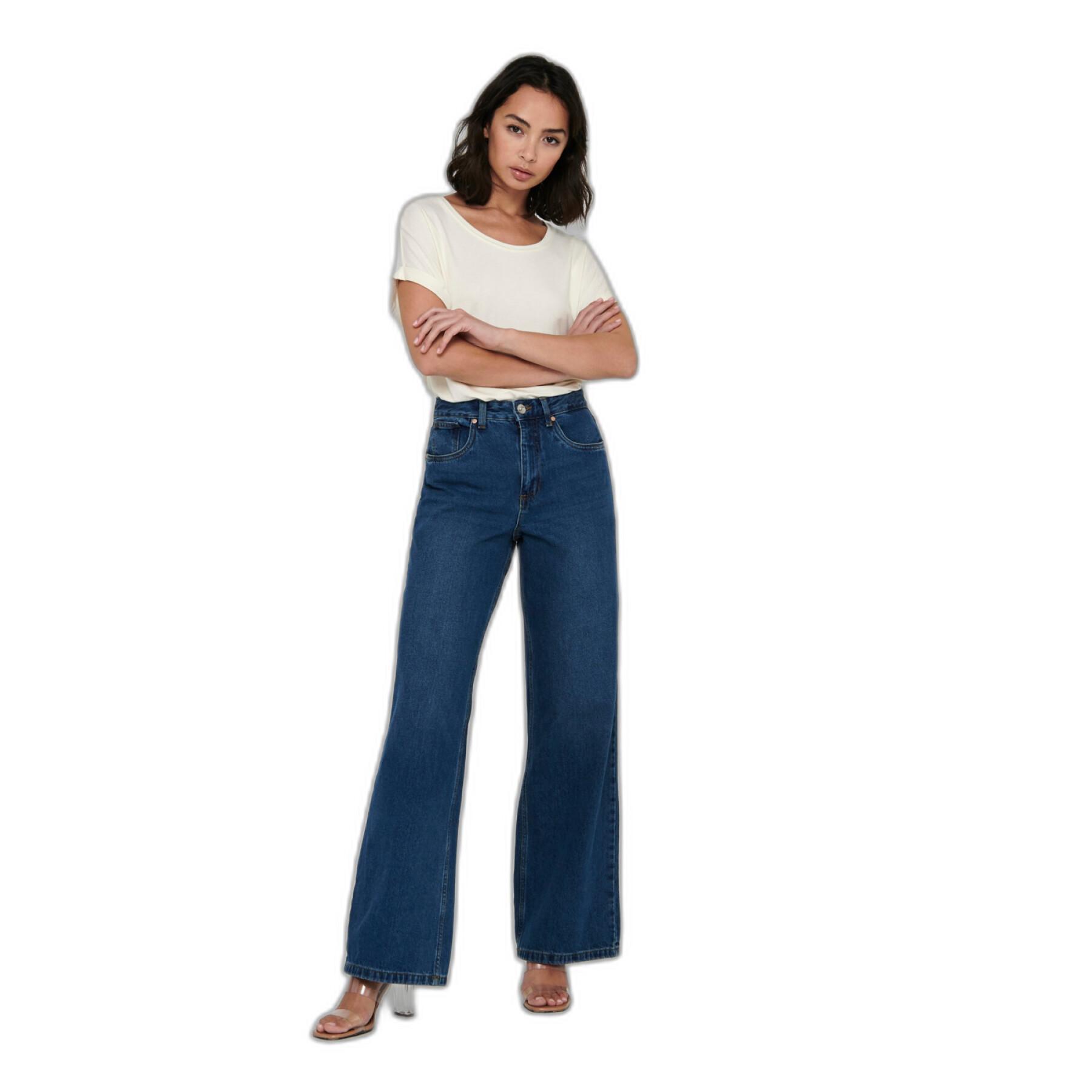 Jeans wijde pijpen met hoge taille voor vrouwen Only Bianca Pim