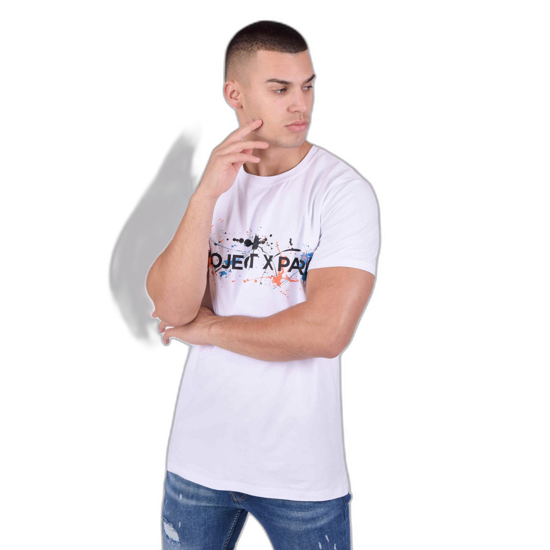 T-shirt met ronde hals, logo en verfvlekken Project X Paris