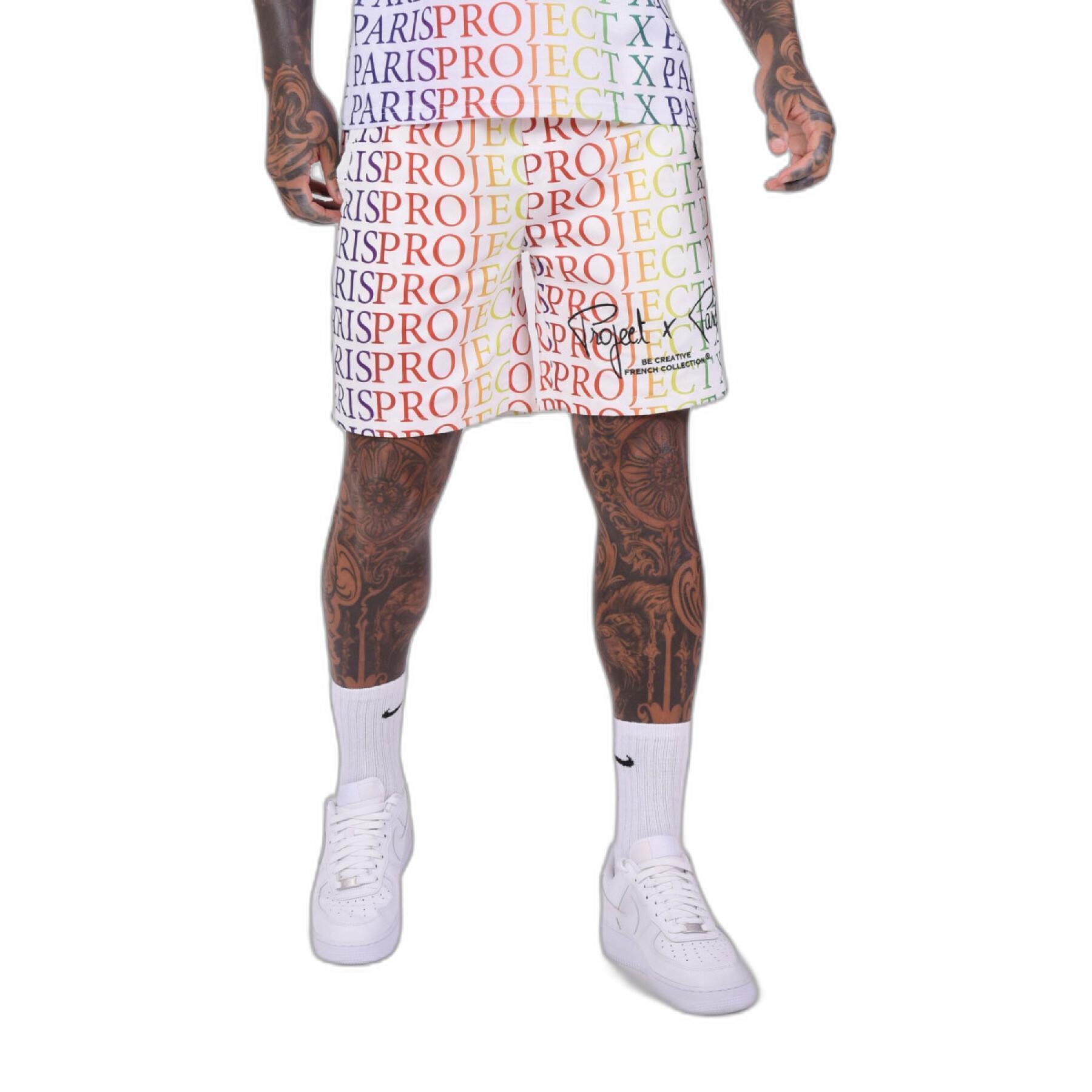 Shorts met regenboog gradiënt logo Project X Paris