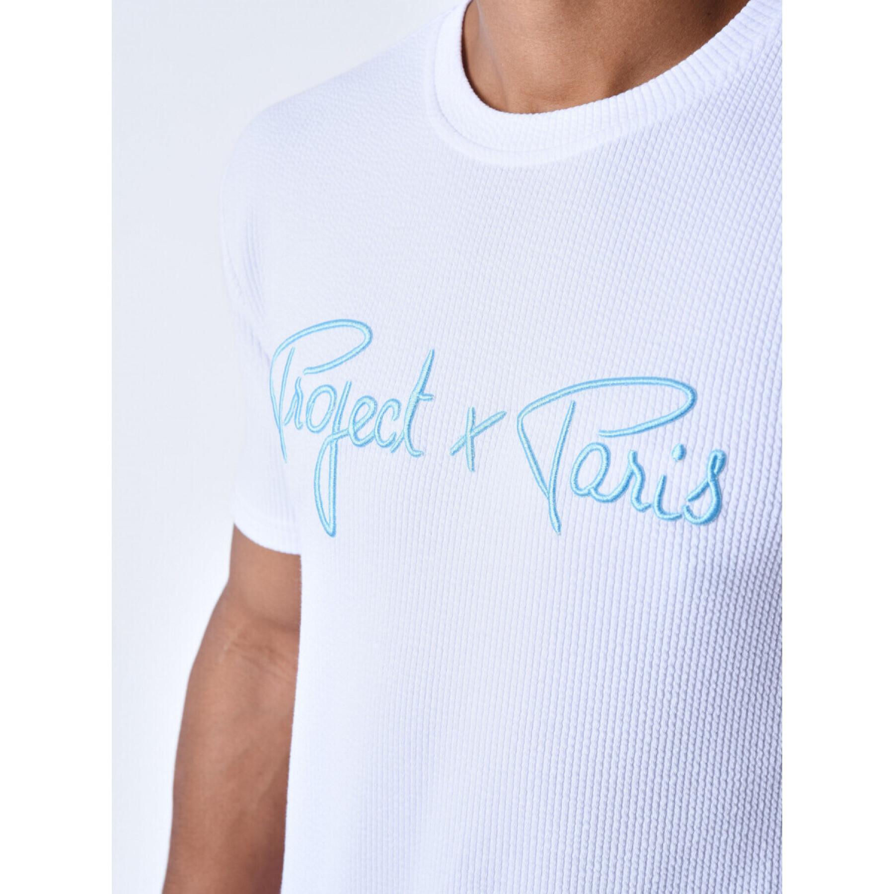 T-shirt wafel logo handtekening borduurwerk Project X Paris