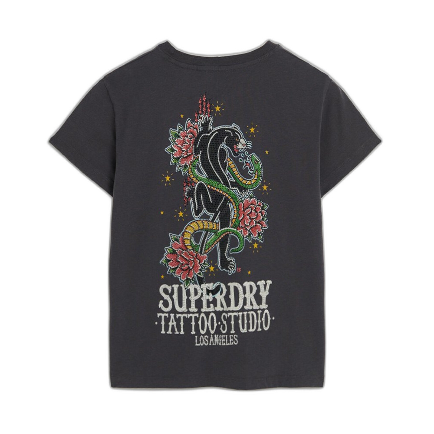 T-shirt met tatoeage-effect en bergkristal voor dames Superdry