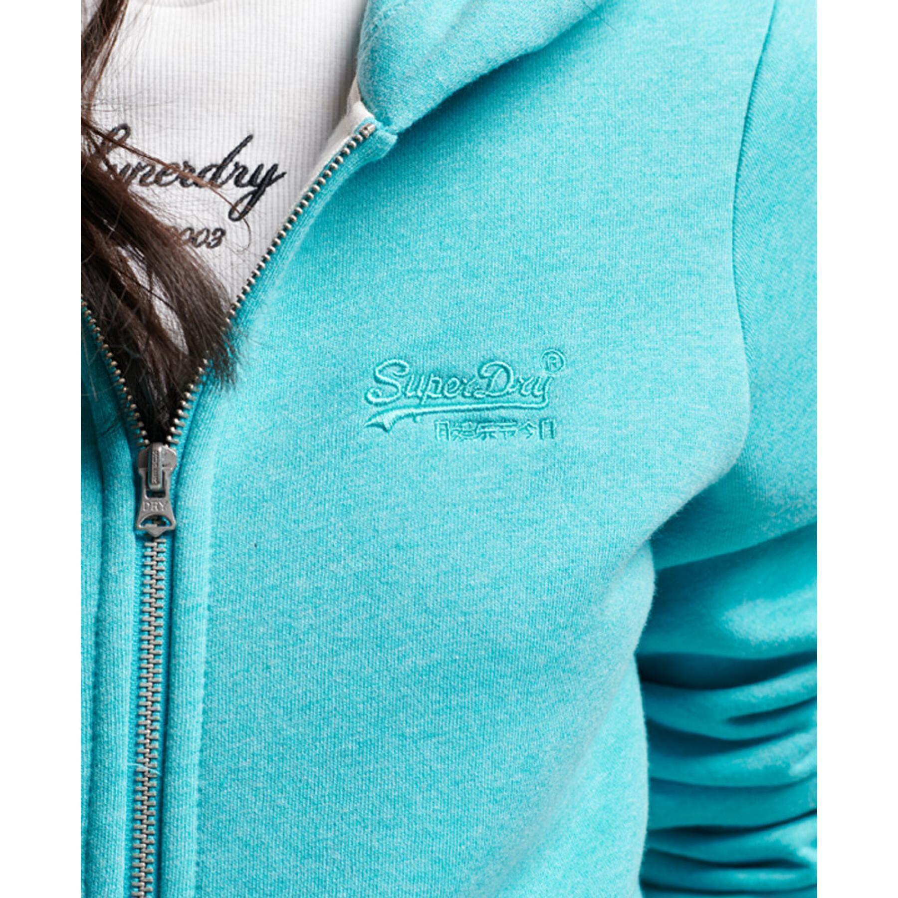 Sweatshirt damescapuchon met rits en borduursel Superdry Vintage Logo