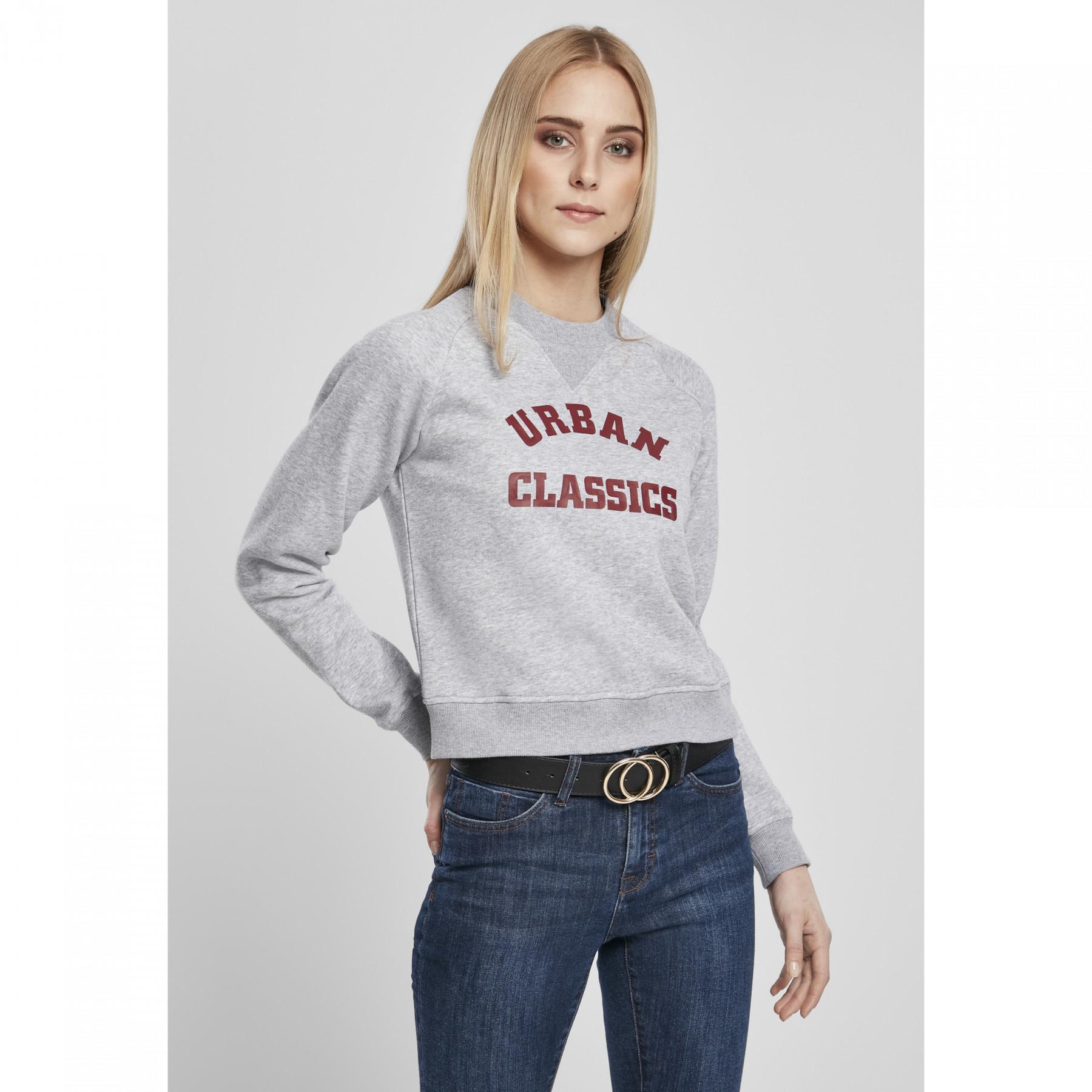 Dames sweatshirt Urban Classics short college crew (grandes tailles)
