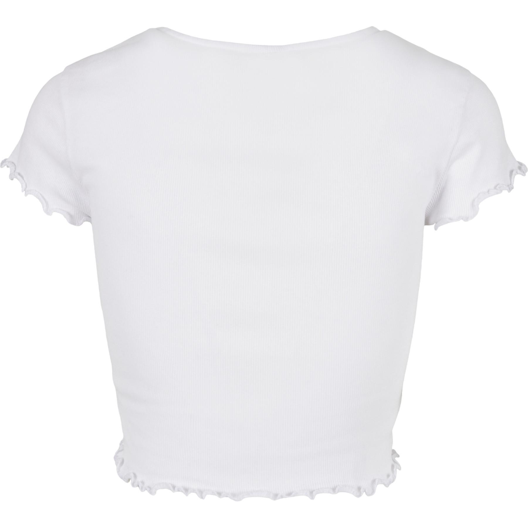 Dames-T-shirt Urban Classics cropped button up rib-grandes tailles