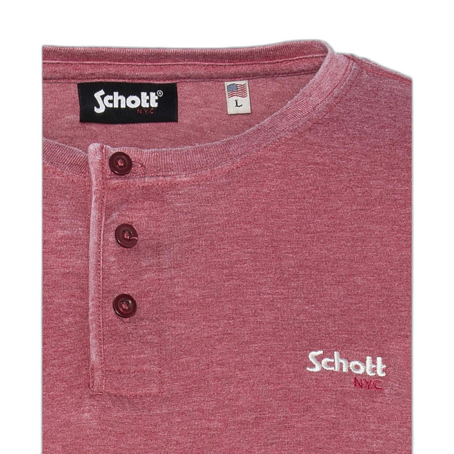 T-shirt met lange mouwen, Tunesische kraag en borduursel op de borst Schott