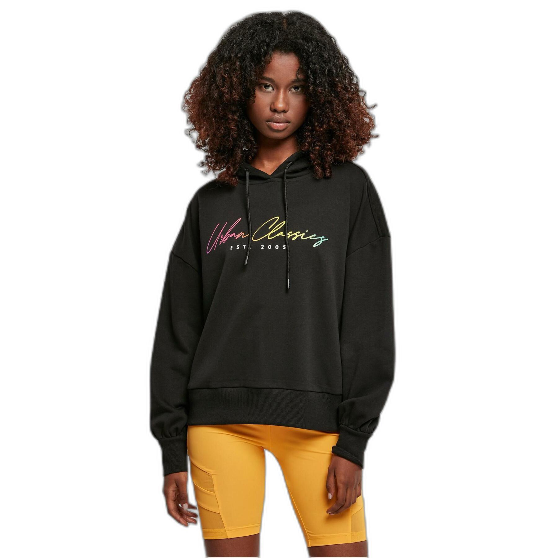 Dames sweatshirt met capuchon Urban Classics Oversized Rainbow GT