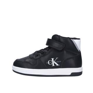 Kinderschoenen met vetersluiting en klittenband Calvin Klein black/white