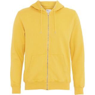Hooded sweatshirt met rits Colorful Standard Classic Organic lemon yellow