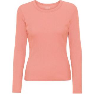 Geribd dames-T-shirt met lange mouwen Colorful Standard Organic bright coral