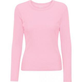 Geribd dames-T-shirt met lange mouwen Colorful Standard Organic flamingo pink