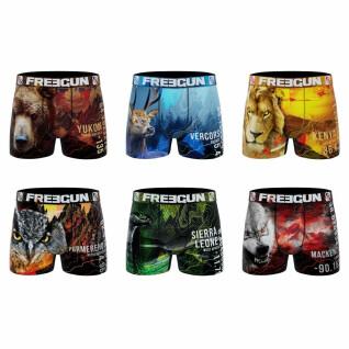 Set van 6 gerecyclede polyester boxers Freegun Animal Savage