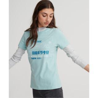 Biologisch katoenen contour T-shirt voor dames Superdry Premium Goods Label