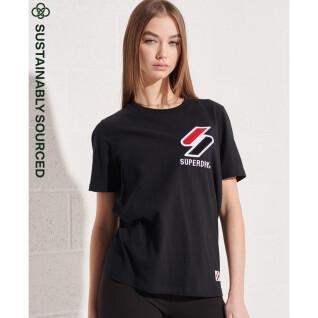 Dames-T-shirt van chenille fluweel en biologisch katoen Superdry Sportstyle