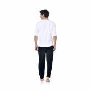 Lange pyjamaset met tweekleurig v-hals t-shirt gan Serge Blanco