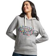 Sweatshirt gebloemde hoodie met vrouwenopschrift Superdry
